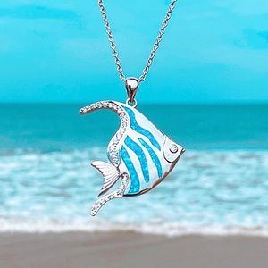 Blue Opal Angelfish Necklace, New!!
